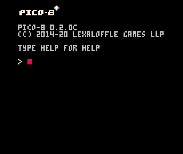 Ecran de démarrage de PICO-8